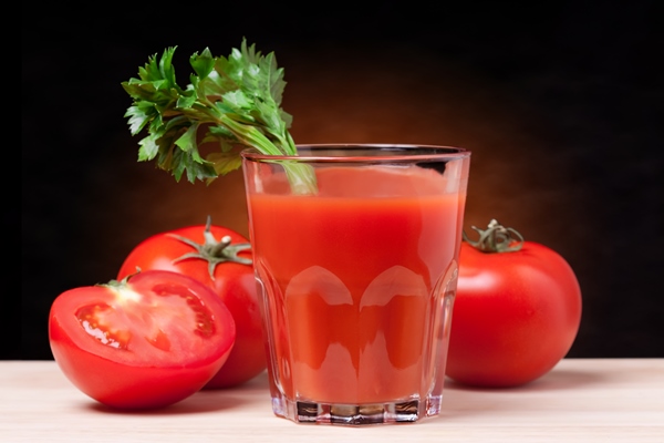 fresh tomato juice in glasses with herbs - Закуска из хлеба и тыквы