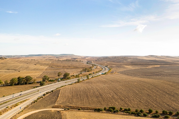 aerial panoramic landscape view of a road - Библия о пище