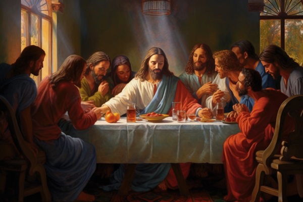 the last supper is a painting of jesus at the table - Библия о пище