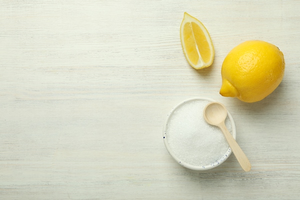 concept of household cleaners lemon acid space for - Кисель из барбариса