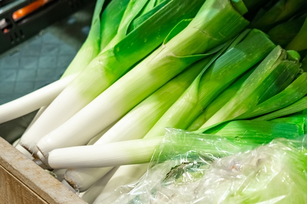 bunch of fresh organic leek on the shelve ina a a a a a a a a market vegetable - Картофельный суп