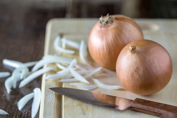 fresh onions on a cutting board - Суп из гречневой сечки