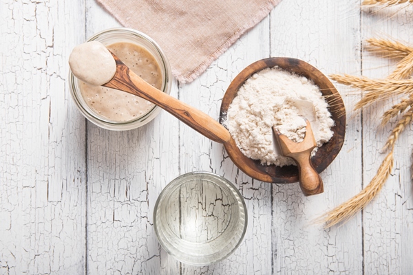 the leaven for bread is active starter sourdough fermented mixture of water and flour to use as leaven for bread baking the concept of a healthy diet 1 - Новгородский квас