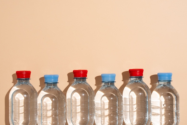 top view over water plastic bottles - Квас бабушки Нины