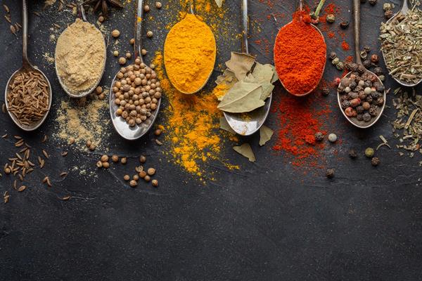 indian condiments with copy space above view - Сбитень пряный