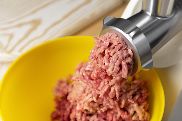 minced meat in an electric meat grinder - Готовим пельмени вместе с детьми