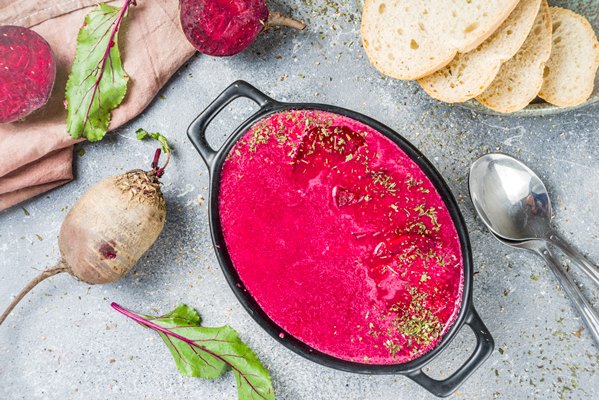 beet root cream soup - Постный суп-крем из свёклы с гренками