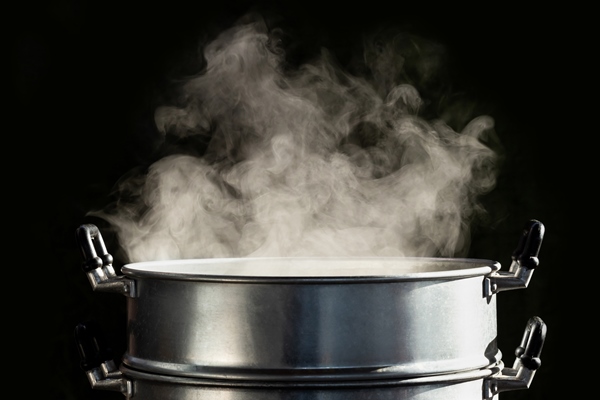 traditional steamer pot with white smoke while cooking - Правила приготовления супов-пюре