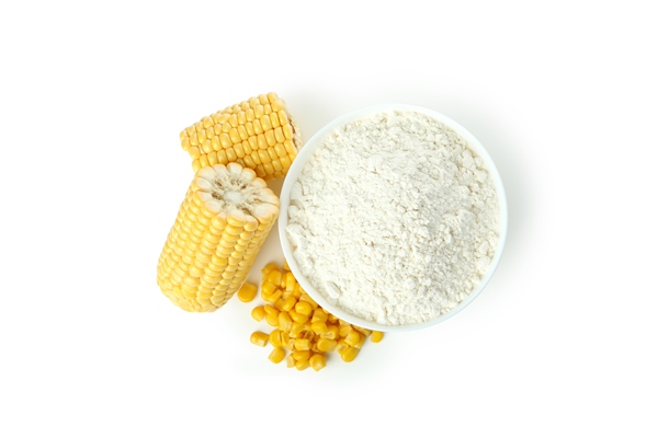 corn and flour isolated on white background - Монастырская кухня: тёплый салат из баклажанов, постные корзиночки