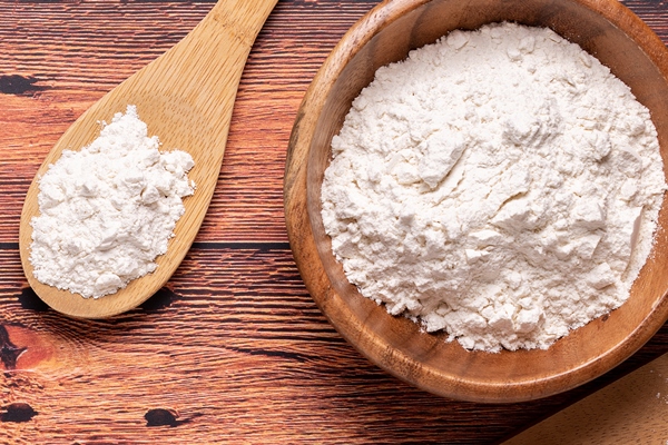 bakery products flour dough yeast salt top view copy space - Драники постные с кукурузной крупой
