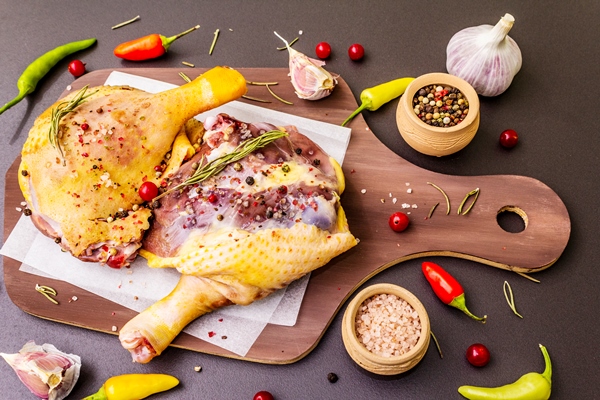 raw duck legs fresh bio ingredient for preparation traditional french confit - Утиное конфи
