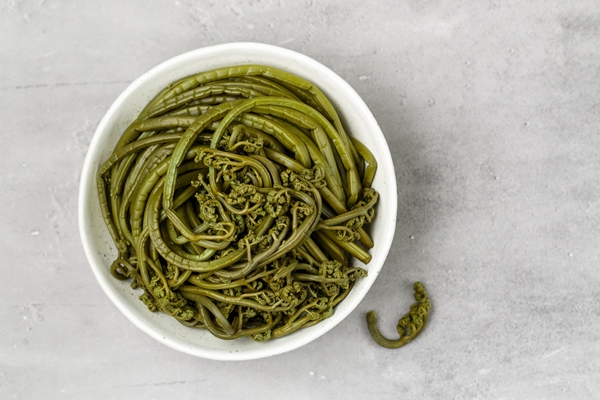 salted bracken fern in a bowl - Использование в пищу огородной и дикорастущей зелени