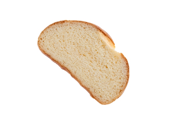 slice of white bread isolated on white background long loaf single object from above top view - Тюря "Сибирская"