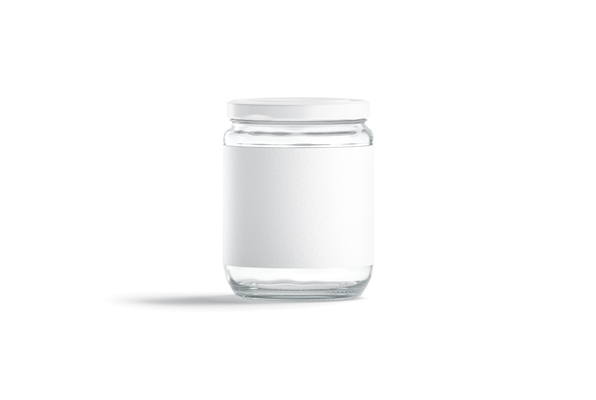 glass jar with white label and cap storage canister with sticker glas utensil for jam or juice - Желе из красной смородины