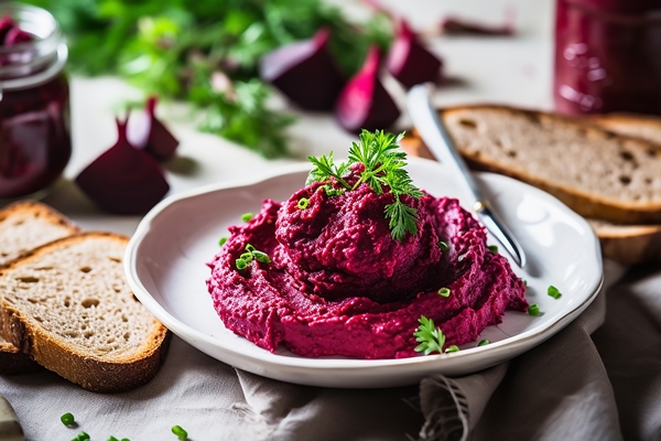 beetroot spread with bread - Свекольная икра (школьное питание)