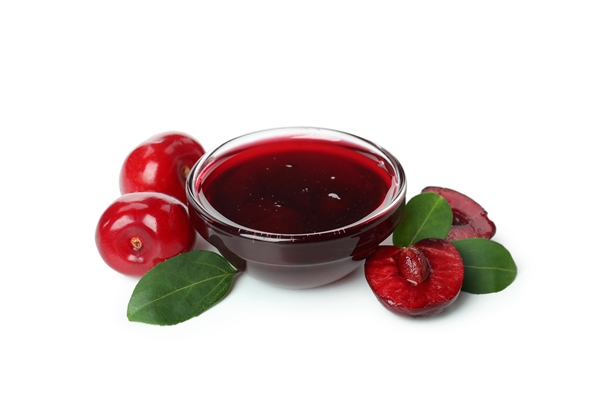 tasty cherry jam isolated on white background - Соус вишнёвый (школьное питание)