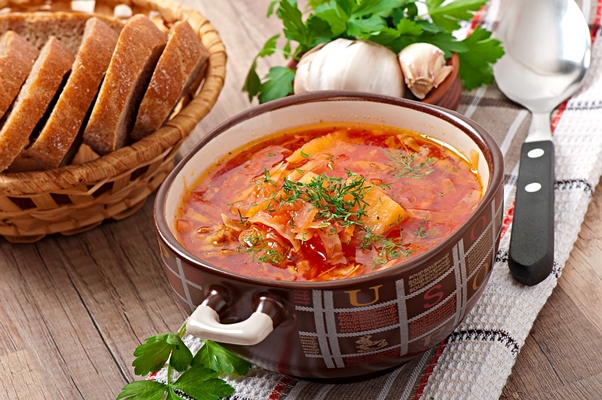 ukrainian russian national red soup borsch closeup - Кубанский борщ