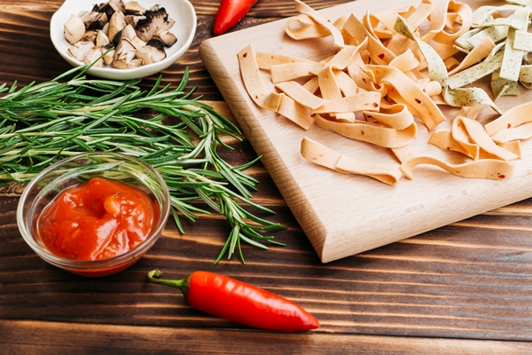 composition various pasta ingredients - Сухарики из лаваша