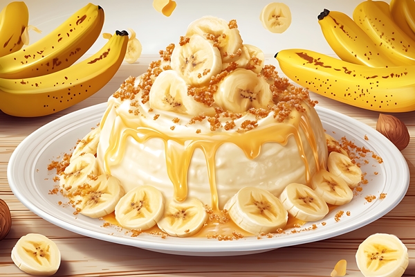 there is cake with bananas nuts plate - Банановый торт без выпечки