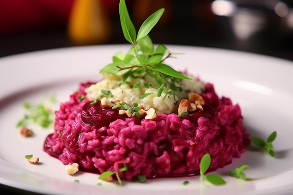 beet goat cheese risotto risotto food image photography - Перловая каша со свёклой
