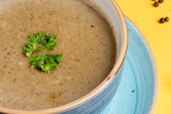 mushroom soup with pepper herbs - Жареная манная каша
