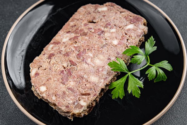 terrine pate champagne traditional pork beef meat fresh tasty eating cooking appetizer meal food - Зельц по-домашнему