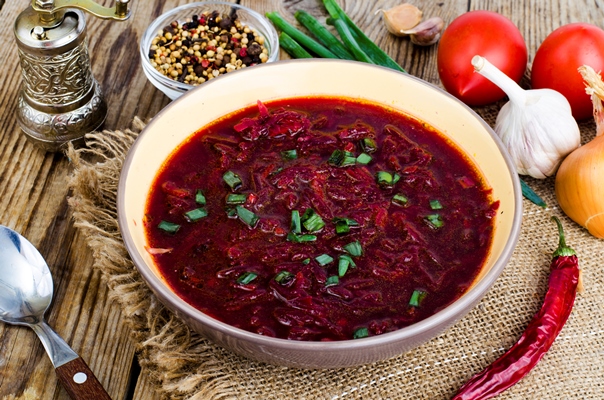 veggie vegetable soup with red beet - Борщ русский
