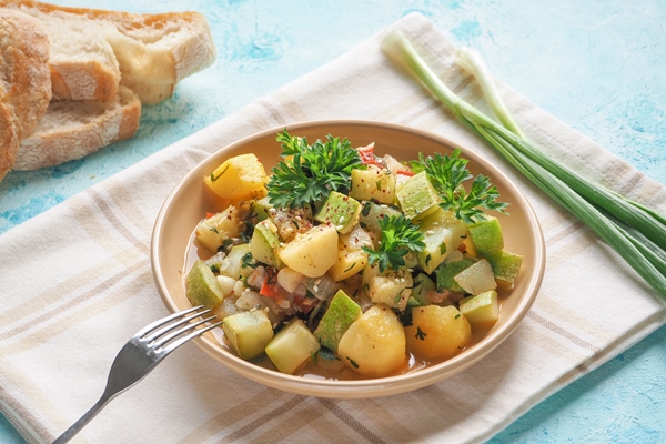 cold snack zucchini with sesame warm vegetable salad - Овощное рагу без масла