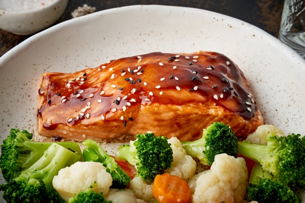 steam salmon vegetables paleo keto fodmap dash diet - Сёмга в соевом соусе