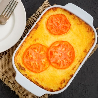Запеканка из морского окуня с рисом и помидорами