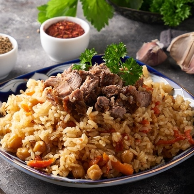 Плов с нутом и телятиной