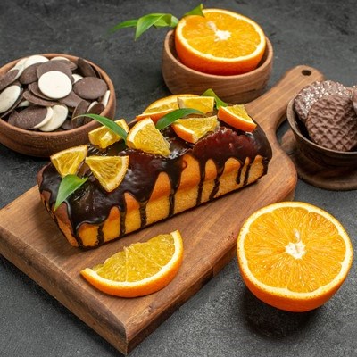 Манник с апельсинами и маком в шоколадной глазури
