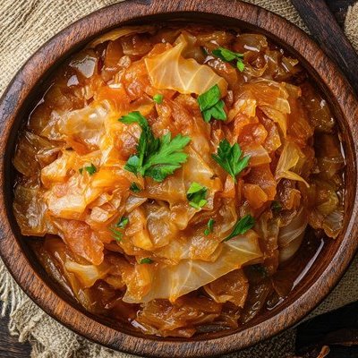 Тушёная капуста с яблоками и изюмом